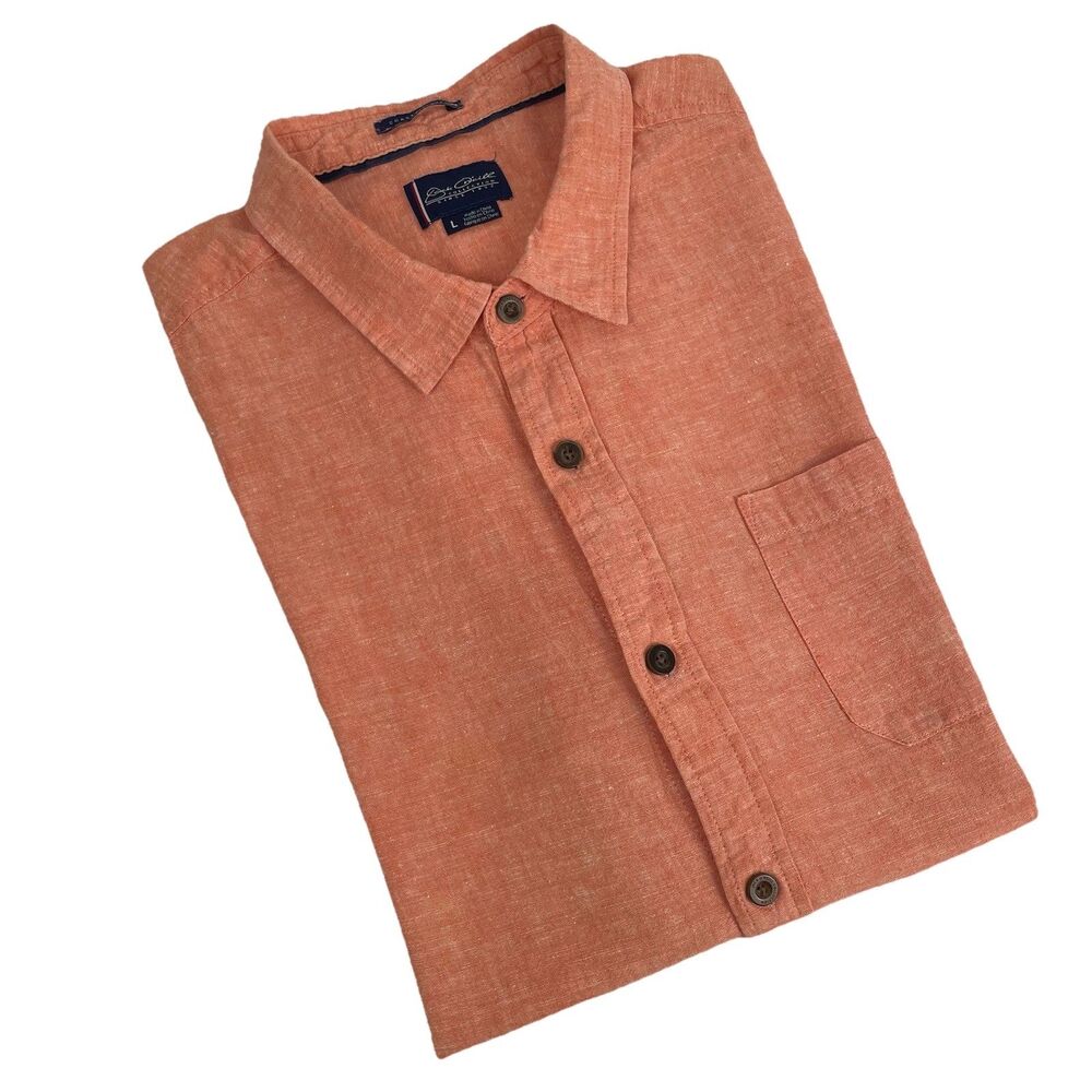 Jack Oniell Men’s Costal Linen Short Sleeve Collard Peach-L